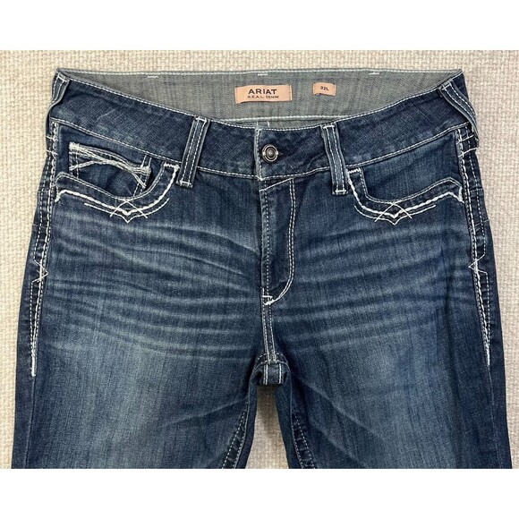 Ariat REAL Jeans Bootcut Women's 32L Mid Rise Stretch Western Embroidered Denim - Picture 2 of 12